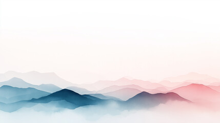 Wall Mural - A mountain range with a blue and pink sky