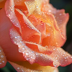 Wall Mural - Close up of a pink rose petal with water droplets.