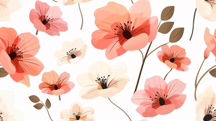 Wall Mural - Blooming Elegance: Watercolor Floral Seamless Pattern