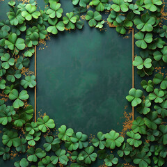 Wall Mural - A green frame with four clovers in it