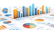 © Sarawut - A detailed vector illustration of a business data graph analysis, featuring pie charts and bar graphs, displayed on a professional white background.