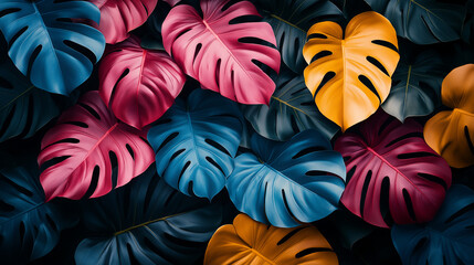 Wall Mural - A colorful leafy plant with a variety of colors including blue, pink, yellow