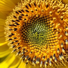 Poster - Close-up of a sunflower's center with intricate details.