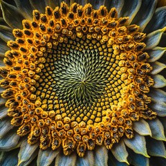 Poster - Close-up of a sunflower's center, showing intricate detail and pattern.