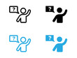© Topline - Person asking question icon black and white vector outline sign