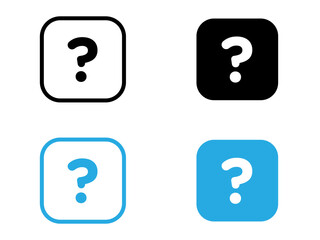 Wall Mural - Question mark icon black and white vector outline sign