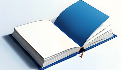 Minimalist illustration of a closed blue book against a white background, symbolizing education, literature, and reading material in a clean design concept.