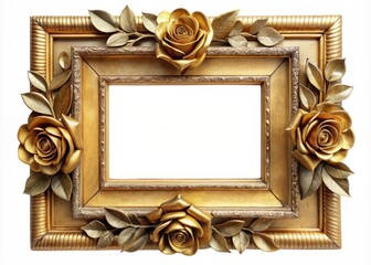 Wall Mural - golden rose picture frame elegant gold leaf finish