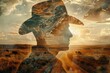 © Kristian - Double Exposure of Texas Cowboy with Open Plains and Sunset in the Countryside