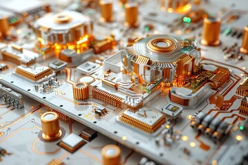 Poster - A close up of a circuit board with many small components