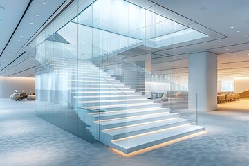 Wall Mural - A glass staircase leading to a white building