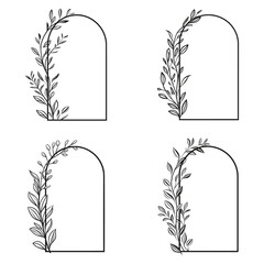 Set of decorative ornamental floral flower frames