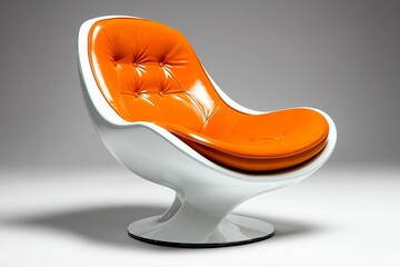 Retro chair with a cantilevered design and bright vinyl seat showing off the futuristic innovation of the 1970s