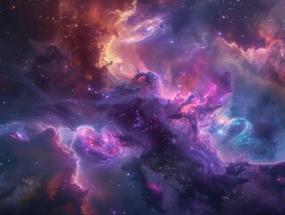 Wall Mural - aweinspiring cosmic vista of newborn galaxy amid swirling nebulae vibrant colors twinkling stars and