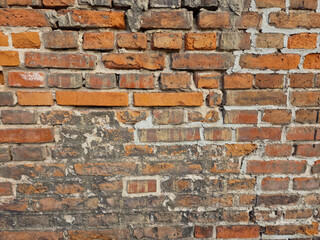 old fortress wall of stones. Background of medieval brickwork for design.