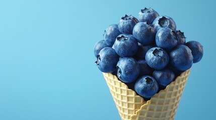 Wall Mural - Blueberry fruit closeup on cone wrapped healthy real food organic ingredient