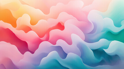 Wall Mural - A colorful, abstract painting of a wave with a rainbow in the sky