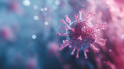 Aufkleber - 3D rendering of monkeypox virus structure in pink and blue showing viral mutation and spread during an outbreak.