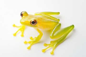 Wall Mural - Ultra realistic uhd photo of glass frog on white plain