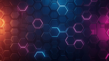 Poster - A colorful background with hexagonal shapes and neon lights