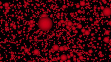 Wall Mural - red balls floating in space 4k features red spheres floating through space with a black background.