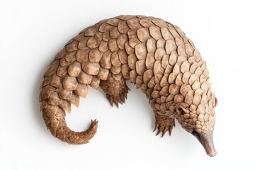 Wall Mural - Ultra realistic uhd photo of pangolin on white plain