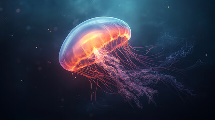 Wall Mural - A jellyfish is floating in the ocean