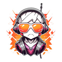 Poster - Cool Character with Headphones and Sunglasses