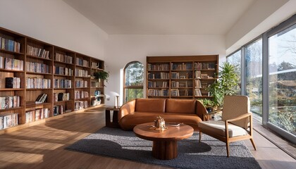 Wall Mural - living room with books