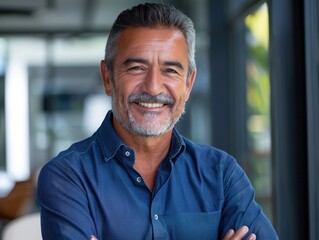 Wall Mural - Businessman in a Blue Shirt