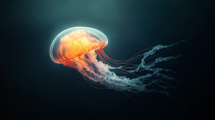 Wall Mural - A jellyfish is floating in the water