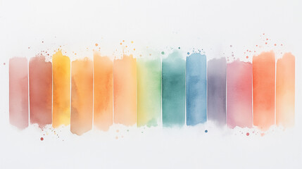 A rainbow of colors is painted on a white background