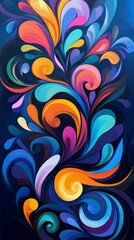 Wall Mural - Abstract colorful floral background design swirling flourishing