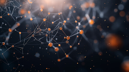 A close up of a web of orange and black lines