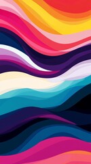 Sticker - Colorful abstract waves background flowing in a harmonic way