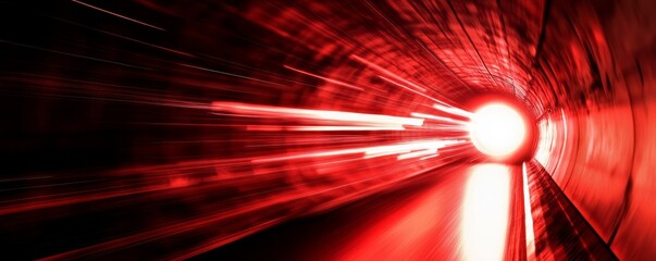 Canvas Print - Light speeding through red tunnel representing concept of fast internet