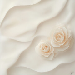 Wall Mural - A white background with two white roses on it