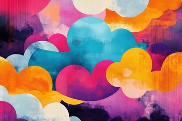 Poster - Cloud inspired pop art design with vibrant colors and abstract shapes