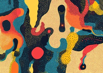 Poster - Colorful dot style illustration of intersecting figures in a 2D cartoon format