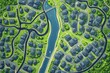 © Giovanni - High resolution 2D cartoon style city map illustration featuring boundaries and editable paths showcasing main roads side roads and watercourses in a clear design