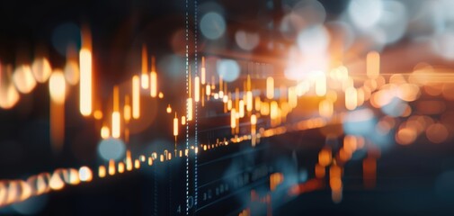 Poster - Dynamic stock market chart with glowing lines, showcasing financial trends and data in a modern, abstract style.