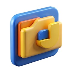 Wall Mural - 3D folder icon with vibrant blue. yellow and orange colors.