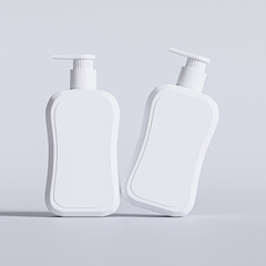 Wall Mural - Liquid soap packaging with blank label white color isolated on gray background 3D render illustration