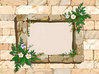 Sticker - Stone Frame with Flowers