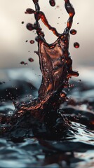 Canvas Print - Dark liquid splashing and creating unique shapes