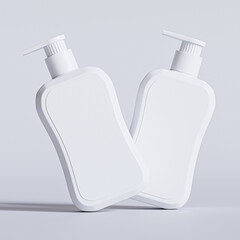 Wall Mural - Liquid soap packaging with blank label white color isolated on gray background 3D render illustration