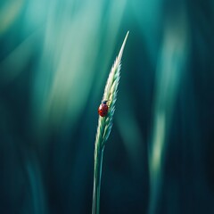 Canvas Print - Ladybug on a Blade of Grass.