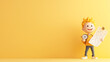 © Weerapat - A cheerful cartoon kid holding a map and clock, ready for an adventure against a bright yellow background.