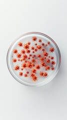 Aufkleber - Top-down view of numerous monkeypox viruses in a petri dish, representing viral infection and epidemic research.