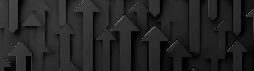 dynamic black arrows pointing up on modern gray background - market expansion and success symbol wit